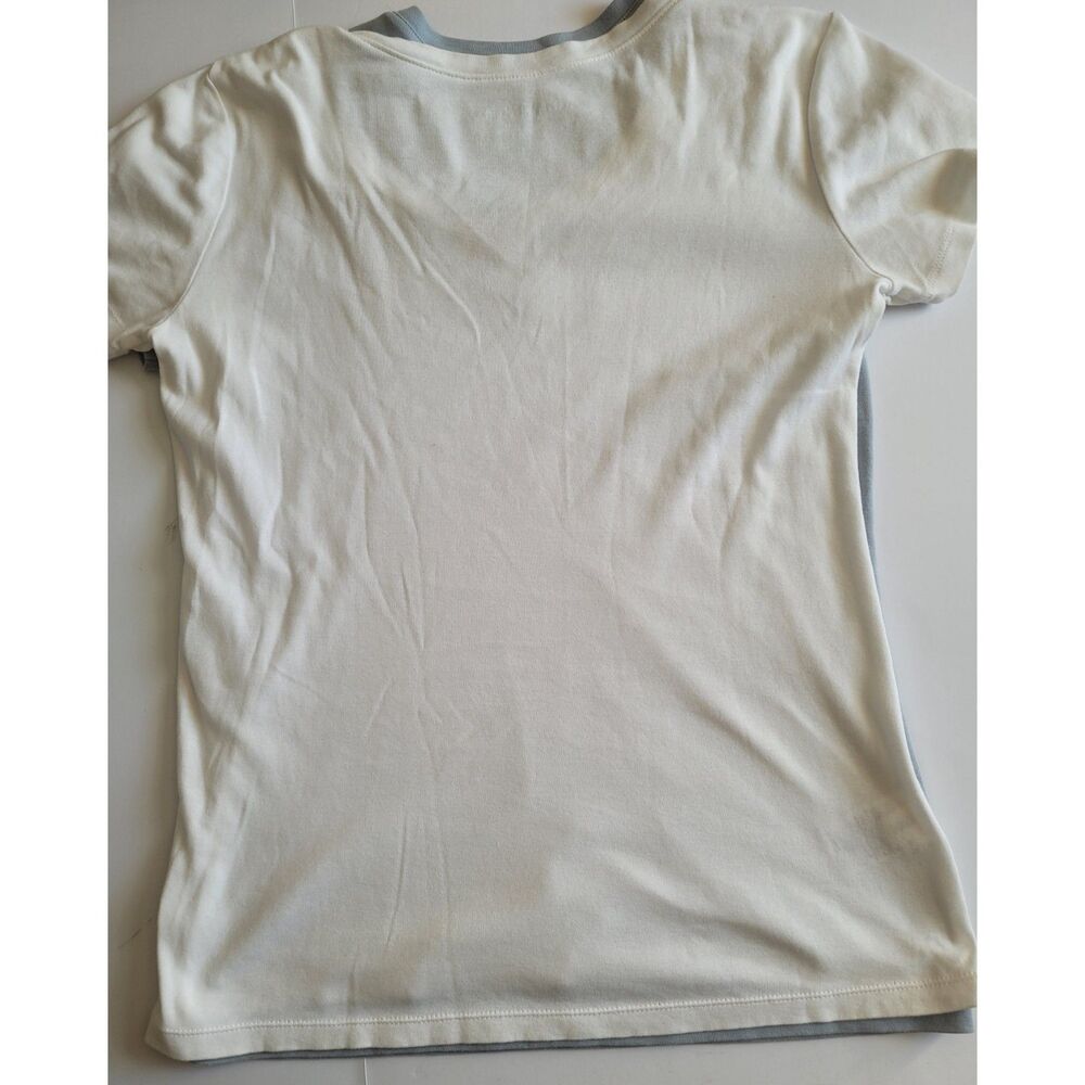 Eddie Bauer Lot of 2 Basic V-Neck Tees Short Sleeve Light Blue Grey L #-0315